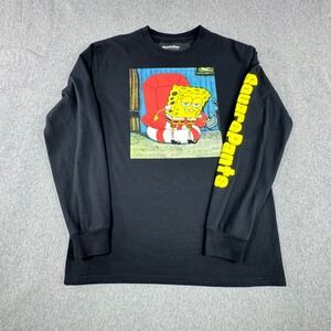 SpongeBob Squarepants Head Out T Shirt Small S Black Long Sleeve Nick Official